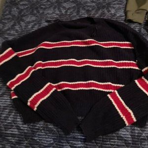 Ambiance Apparel Striped Sweater Blue&red
